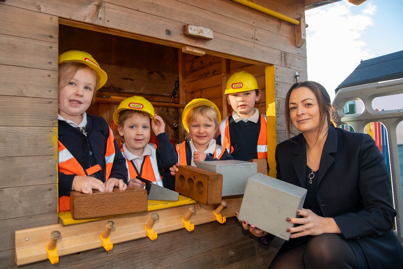 Foundation pupils build on their knowledge of construction with help from Jones Homes